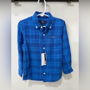 NWT Vineyard Vines Boy’s Blue Plaid Shirt